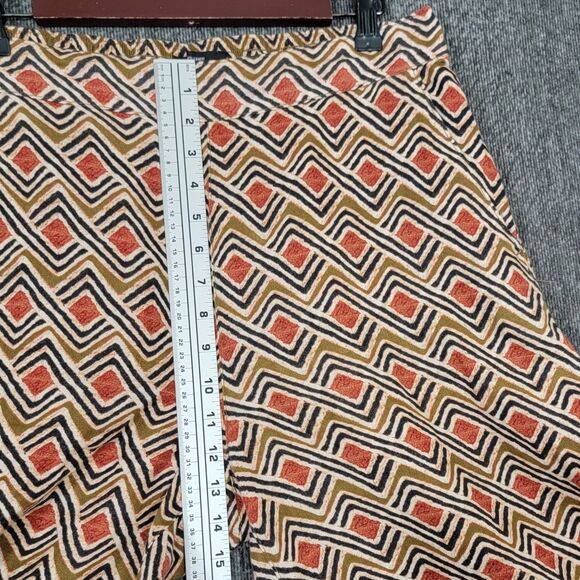 Tahari Pants Womens L Brown Geometric 100% Linen Elastic Waist Wide Leg Crop - Picture 4 of 12